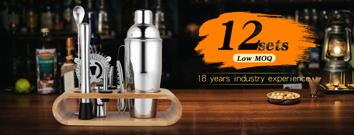Bar Set with Wooden Stand