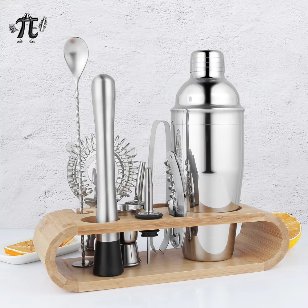 Bar Set with Wooden Stand