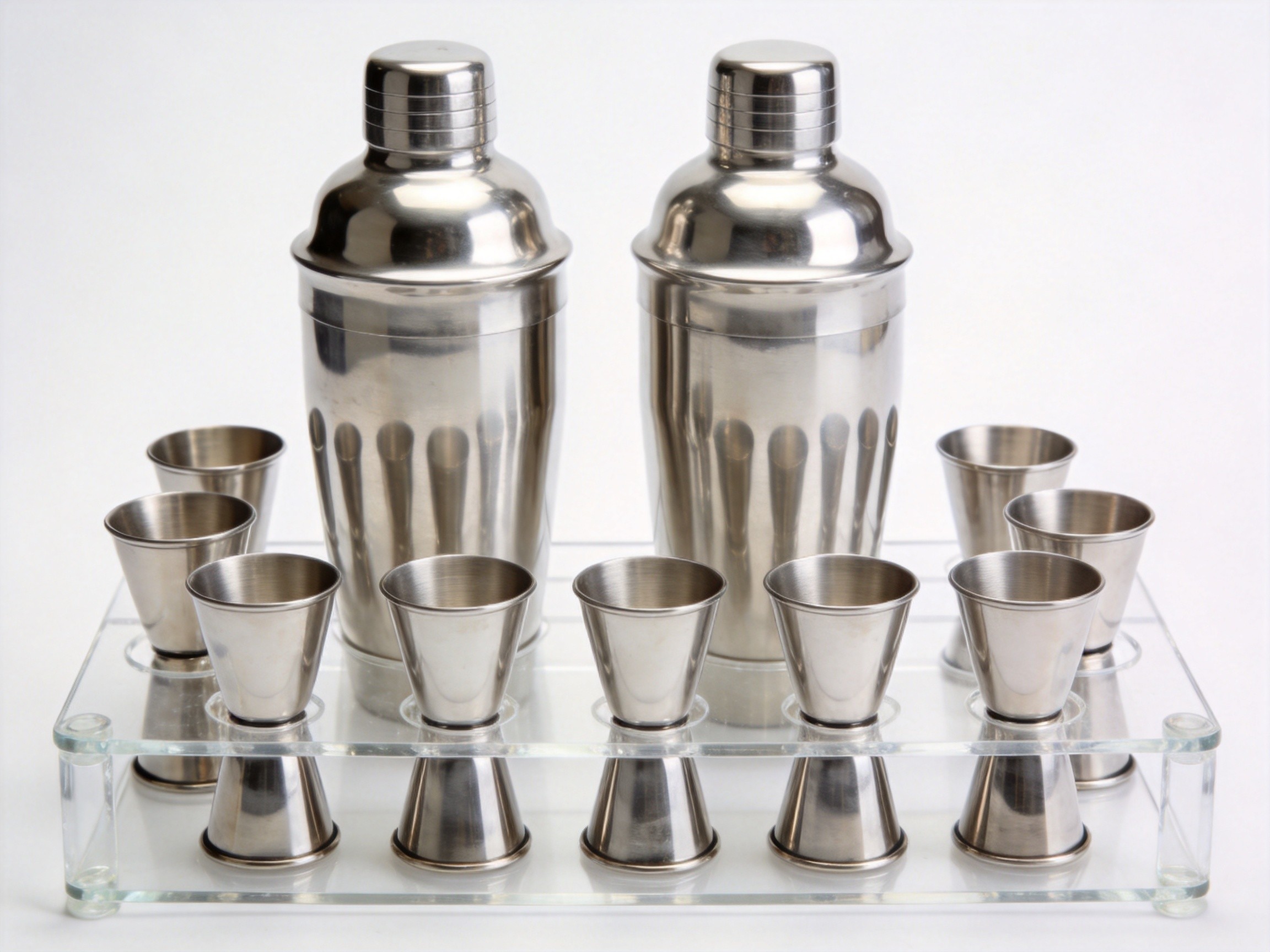 12-Piece Modern Eco-Friendly Stainless Steel Cocktail Shaker Set with Acrylic Stand