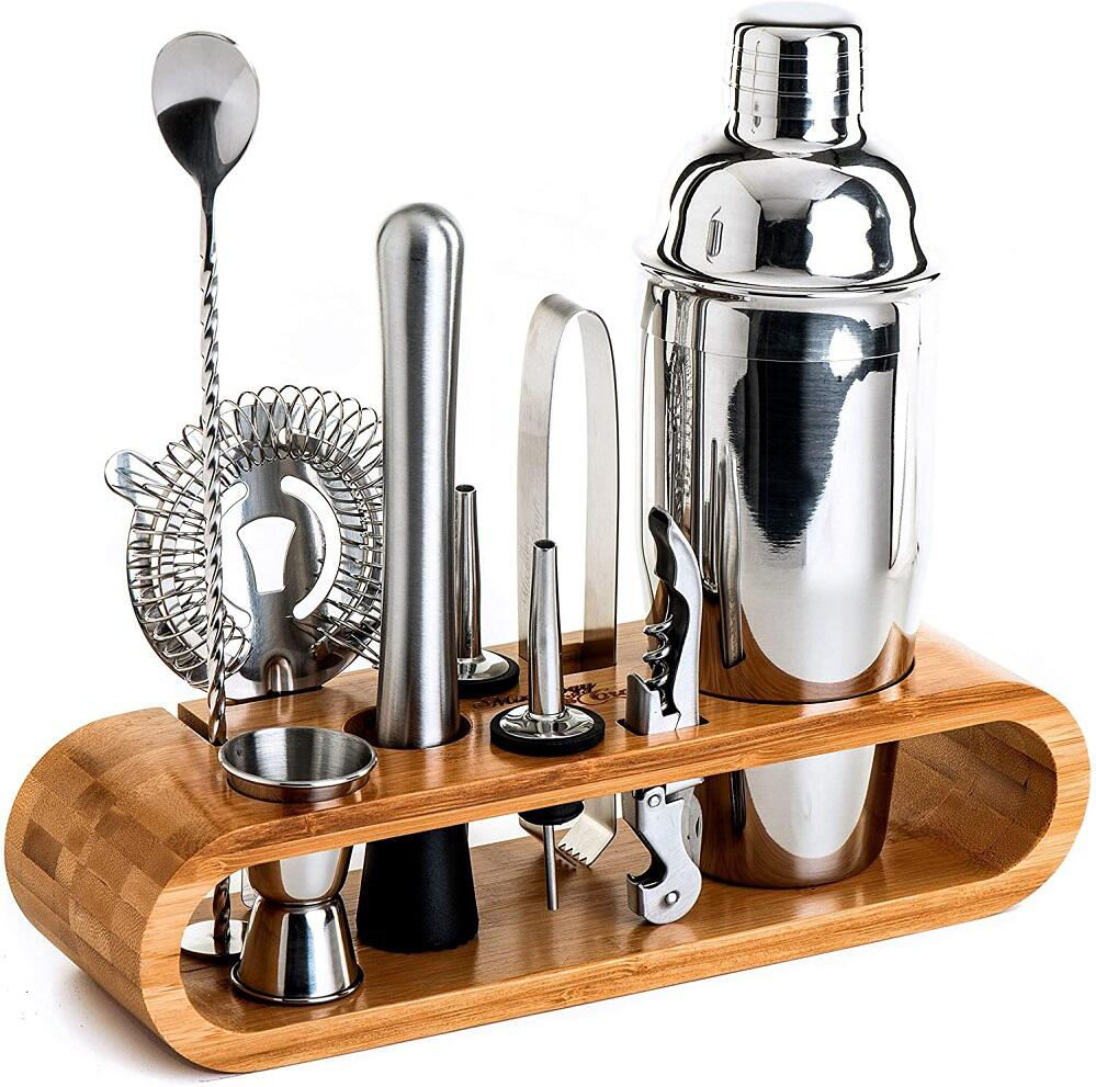 10 Piece Bartender Kit with Bamboo Stand