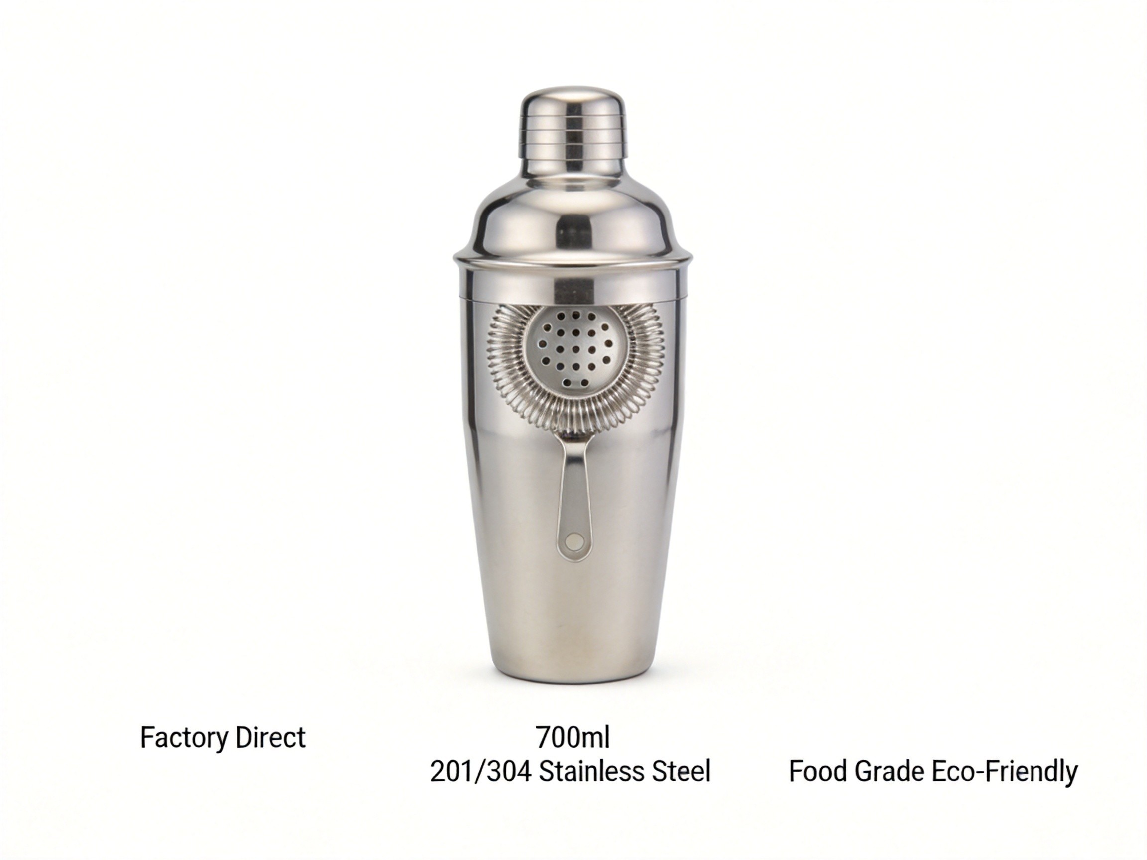 Factory Direct 700ML 201/304 Stainless Steel Martini Shaker