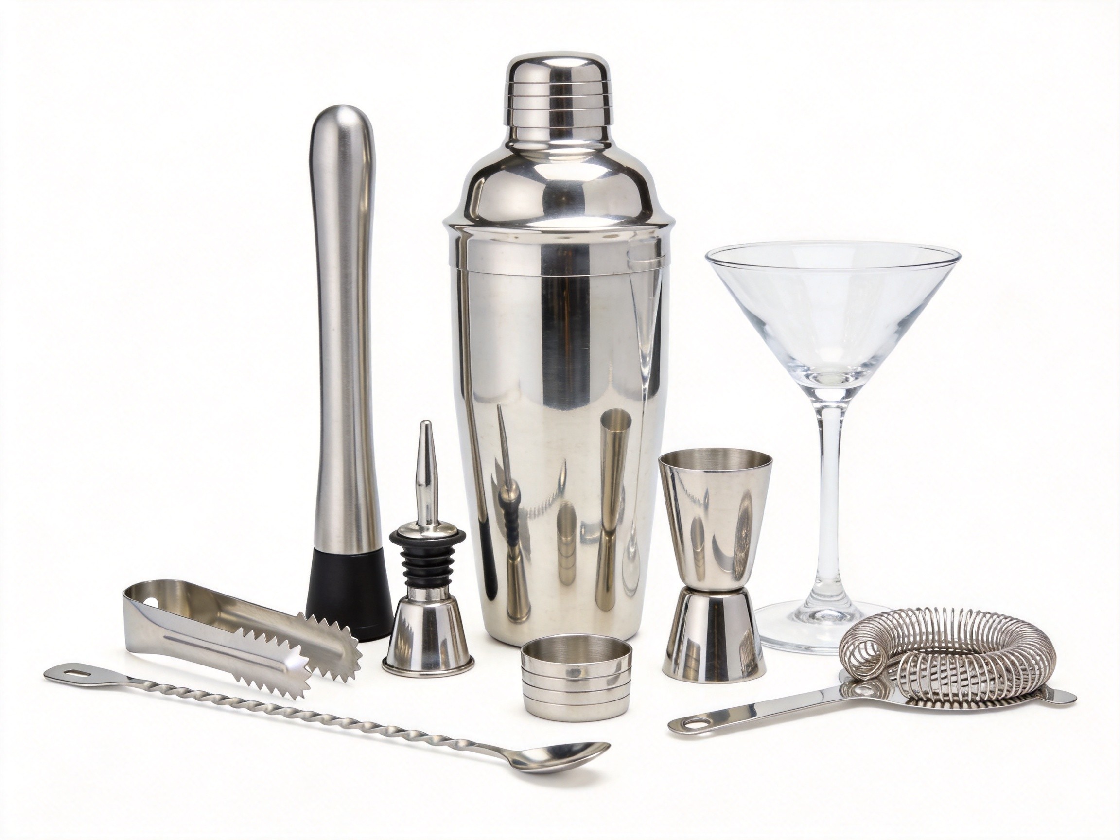 22-Piece Martini Cocktail Shaker Kit Silver Stainless Steel 750ml