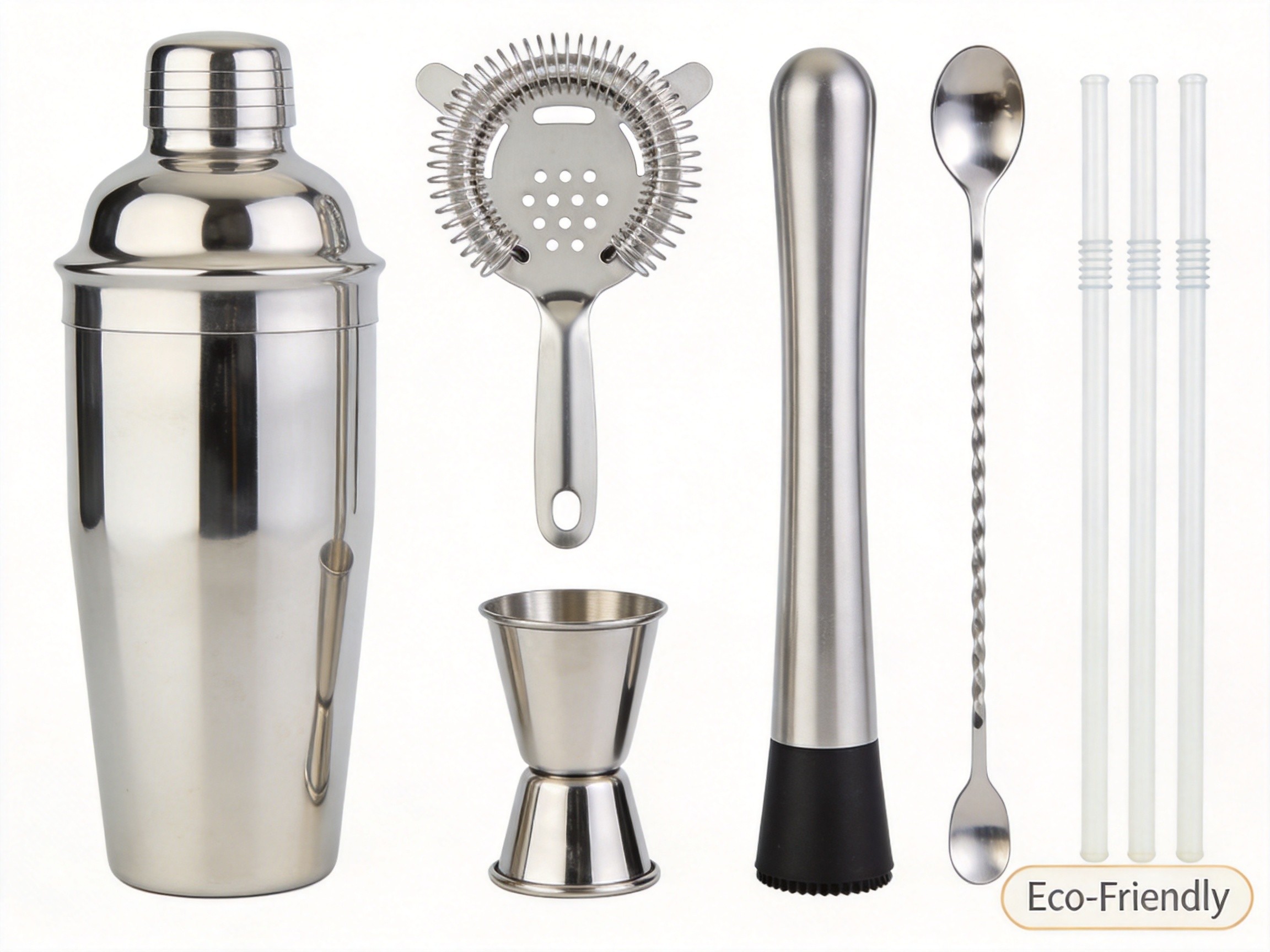 Paceon Boston 13-Piece Eco-Friendly Durable Stainless Steel Cocktail Shaker Set