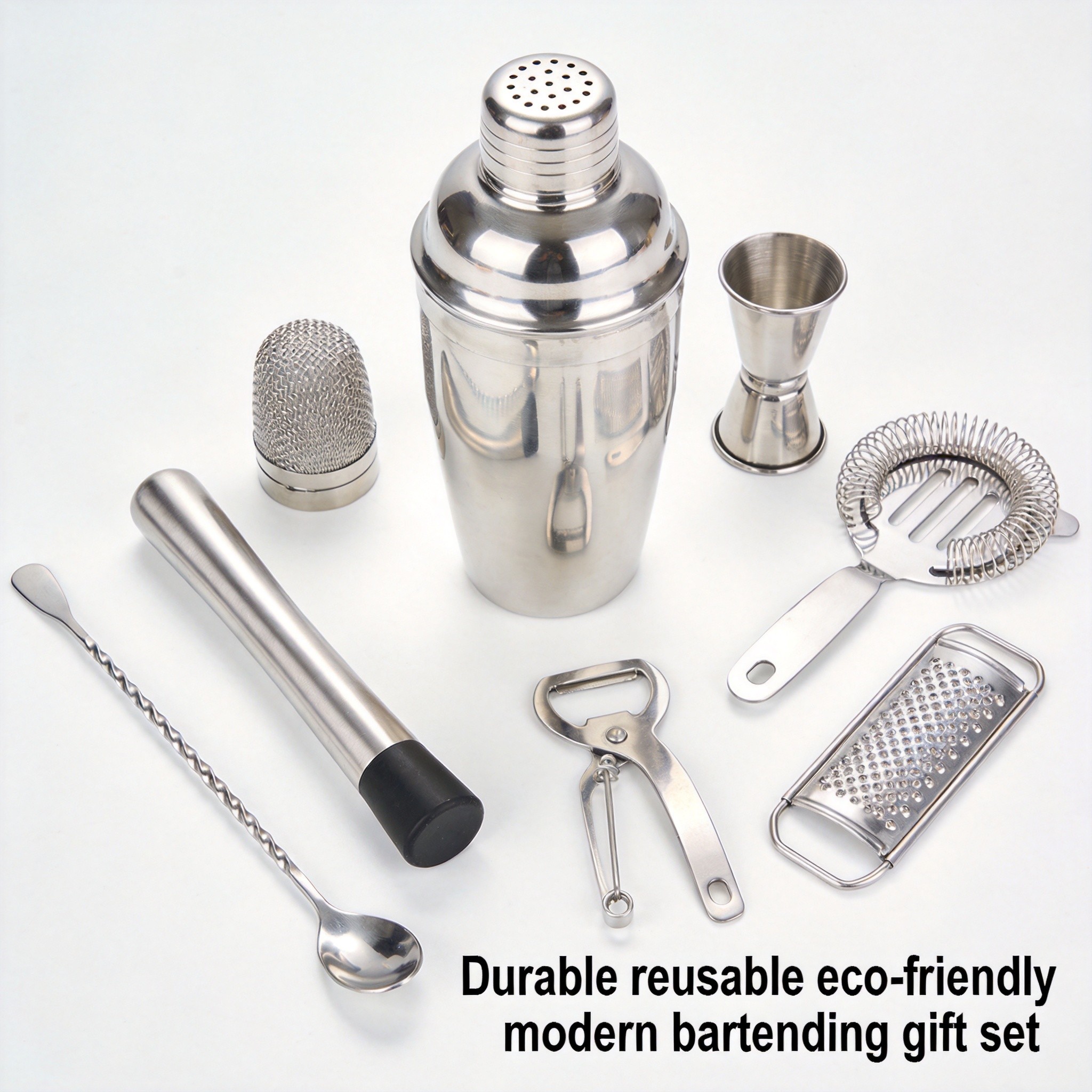 Stainless Steel Durable Reusable Eco-Friendly Modern Cocktail Shaker Bar Kit Set Cocktail Mixer Gift